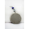 Çerçeveli Nazar Boncuklu Paslanmaz Çelik Ayetel Kürsi Nazar Ayeti Oto Ayna Süsü (4,5cm Plaka)