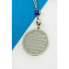 Çerçeveli Nazar Boncuklu Paslanmaz Çelik Ayetel Kürsi Nazar Ayeti Oto Ayna Süsü (4,5cm Plaka)