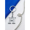 Gümüş Renkli Metal H Harfi Anahtarlık / Harfli Çanta Süsü