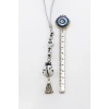 Siyah Beyaz Kalpli El Yapımı Cam Uğur Böcekli Püsküllü Dikiz Ayna Süsü, Hediyelik Araba Hediyesi