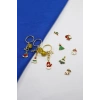 Üçlü Gold Halkalı Renkli Yılbaşı Temalı Anahtarlık, Yılbaşı Objeleri Değişebilir