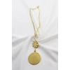 Zirkon Papatyalı Gold Çelik Çift Taraflı Ayetel Kürsi/ Nazar Ayeti Araba Dikiz Ayna Süsü Zincirli