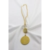 Zirkon Papatyalı Gold Çelik Çift Taraflı Ayetel Kürsi/ Nazar Ayeti Araba Dikiz Ayna Süsü Zincirli