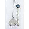 Kalbini Aydınlatan Nazar Ayeti & Çerçeveli Fatiha Suresi İşlemeli 316L Çelik Gümüş Renkli Kolye 3 cm