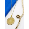Gold Renkli 316L Paslanmaz Çelik Hat Nazar Ayeti § La İlahe İllallah Lazer Kazıma Kolye 3cm