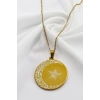 Gold Renkli 316L Paslanmaz Çelik Hat Nazar Ayeti § La İlahe İllallah Lazer Kazıma Kolye 3cm