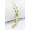 Paslanmaz Çelik Gold Renkli Kılıç Ya Ali Çelik Kolye , Hediyelik Kolye (60 cm)