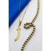 Paslanmaz Çelik Gold Renkli Kılıç Ya Ali Çelik Kolye , Hediyelik Kolye (60 cm)