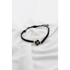 Mineli Metal Mavi Nazar Boncuğu Siyah Ayarlanabilir Asansörlü Bileklik, Hediyelik Bileklik