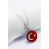 Metal Kırmızı Türk Bayrağı Yıldızlı Zincirli Araba Dikiz Ayna Süsü, Yeni Araba Hediyesi