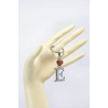 Kırmızı Parlak Kalpli Gümüş Renkli Metal E Harfi Anahtarlık /Minik Çanta Süsü