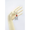 Kırmızı Metal Kalpli Gümüş Renkli Metal M Harfi Anahtarlık /Minik Çanta Süsü