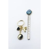 Metal Yin Yang Siyah Kalp Gold Renkli Küçük Metal Anahtarlık, Bombe F Harfi ÇAnta Süsü