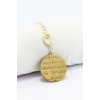 Zirkon Vav 316L Çelik Ayetel Kürsi Nazar Ayeti Zincirli Araba Dikiz Ayna Süsü Gold Renkli