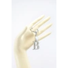 Gümüş Renkli Metal B Harfi Anahtarlık, Parlak Yıldızlı Metal Kalp