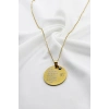 Gold 316L Kişiselleştirilebilir Çelik Kolye Lazer Kazıma Önde Fatiha Arkada Ayetel Kürsi 3cm