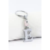 Gümüş Renkli Metal E Harfi Anahtarlık, Pastel Açık Pembe Modern Stil Metal Kalp