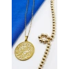 Paslanmaz 316L Gold Renkli Çelik Kolye Çift Taraflı İnşirah Suresi Besmele 3cm