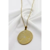 Gold 316L Çelik Kolye Lazer Kazıma Çift Yönlü İnşirah Suresi / Felak Nas İhlas 3cm