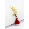 Püsküllü Koyu Pembe Charm, Klips Çanta Cüzdan Fermuar Süsü