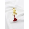 Püsküllü Koyu Pembe Charm, Klips Çanta Cüzdan Fermuar Süsü