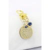 Metal Nazar Boncuğu Metal Ayetel Kürsi Gold Renkli Klipsli Cüzdan Süsü Charm Çanta Süsü Anahtarlık