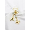 Metal Nazar Boncuğu Gold Renkli İki Harfli Metal Anahtarlık /Minik Çanta Süsü Sevgiliye Hediye