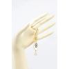 Gold Renkli Metal Beyaz Hamse Fatma Ana Eli Yıldızlı Anahtarlık, Hediyelik Çanta Süsü