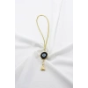 Metal Püsküllü El Yapımı Siyah Cam Nazar Boncuğu Araba Dikiz Ayna Süsü