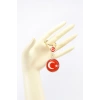 Türk Bayrağı Kırmızı Anahtarlık, Çift Bayraklı Rose Gold Renkli