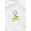 Metal B Harfi Ajurlu Kalp Klipsli Cüzdan Süsü Charm Gold Renkli Çanta Süsü Kişiselleştirilebilir