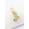 Mineli Yıldız Ajurlu Yılsız Metal Gold Renkli Klipsli Cüzdan Süsü Charm Çanta Süsü Anahtarlık