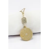 Zirkon Kuzey Yıldızı Gold Renkli 316L Çelik Ayetel Kürsi Felak Nas İhlas Araba Ayna Süsü