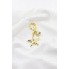 Gold Renkli Metal Parlak Taşlı Deniz Yıldızı Tek Taş Gold Renkli Klipsli Cüzdan Süsü Charm Çanta Süsü Anahtarlık