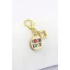 Renkli Good Luck İyi Şanslar Metal Kalpli Klipsli Cüzdan Süsü Charm Çanta Süsü Anahtarlık