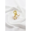 Gold Renk Kelebek Figürlü Klipsli Cüzdan Süsü Charm Çanta Süsü Anahtarlık