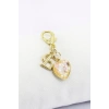Metal E Harfi Yıldızlı Kalpli Klipsli Cüzdan Süsü Charm Gold Renkli Çanta Süsü Kişiselleştirilebilir