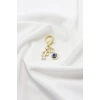 Metal F Harfi Nazar Boncuklu Klipsli Cüzdan Süsü Charm Gold Renkli Çanta Süsü