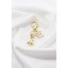 Metal E Harfi Minik Kırlangıç Doğal Taş Ay Taşı Klipsli Cüzdan Süsü Charm Gold Renkli Çanta, Fermuar Süsü