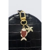 Kırmızı Balık Deniz Yıldızı Figürlü Klipsli Cüzdan Çanta Süsü Charm Gold Renkli