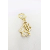 Metal B Harfi Taşlı Kelebek Klipsli Cüzdan Çanta Süsü Charm Gold Renkli