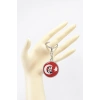Türk Bayrağı İçerisinde Mustafa Kemal Atatürk Kırmızı Anahtarlık, 4cm Çapında Çİft Taraflı Bombeli
