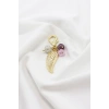 PEmbe Mor Necef Taşı Gold Renkli Metal Melek Kanadı Klipsli Cüzdan Çanta Fermuar Süsü Charm