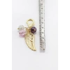 PEmbe Mor Necef Taşı Gold Renkli Metal Melek Kanadı Klipsli Cüzdan Çanta Fermuar Süsü Charm