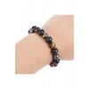 Sertifikalı Obsidyen & Kaplan Gözü & Hematit Doğal Taş Bileklik 8mm