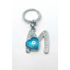 Metal Kristal Taşlı Harf Anahtarlık , M Harfi