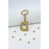 Gold Renkli Parlak Taşlı D Harfi Anahtarlık, Hediyelik Harfli Anahtarlıkj