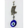 Metal Nikel Kaplama El Yapımı Cam Nazar Boncuklu Kedi Figürlü Duvar Süsü