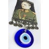 El Yapımı Cam Nazarlı Nikel Kaplamalı Salkım M. Kemal Atatürk Duvar Süsü Hediyelik Dekor