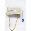 Gold Çiçekli Yaldızlı Şık İpli Mevlid, Nikah, Nişan, Baby Shower Hediyelik Kutu